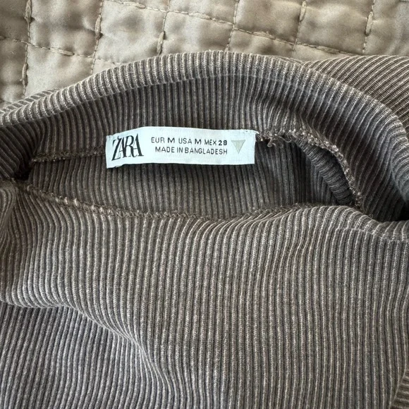 Zara Space Dyed Ribbed Long Sleeve Mock Neck Dress - Picture 6 of 6